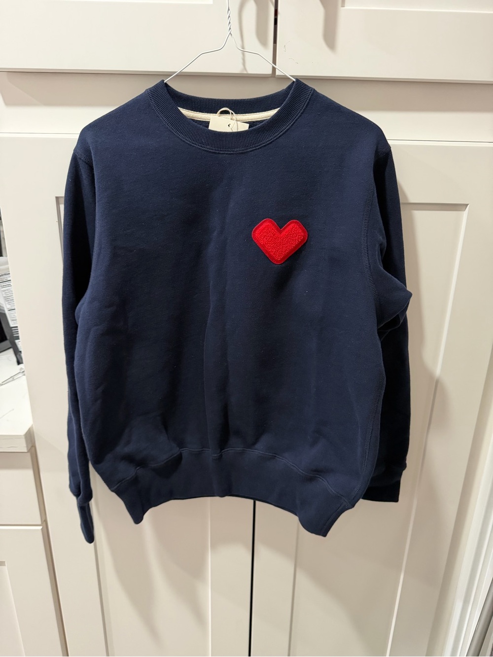 Women's Navy Crewneck Sweatshirt with Red Heart Patch